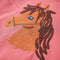 Kindertrui met capuchon met paardenontwerp 116 oudroze