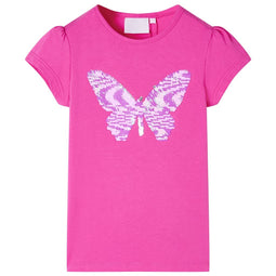 Kindershirt met kapmouwen 116 donkerroze