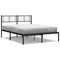 Bedframe met hoofdbord metaal zwart 150x200 cm