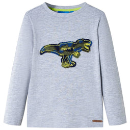 Kindershirt met lange mouwen dinosaurusontwerp 104 gemleerd grijs