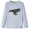 Kindershirt met lange mouwen dinosaurusontwerp 104 gemleerd grijs