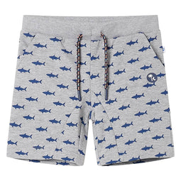 Kindershorts met trekkoord 128 gemleerd lichtgrijs