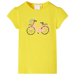 Kindershirt fiets 104 geel