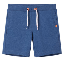 Kindershorts met trekkoord 116 gemleerd donkerblauw