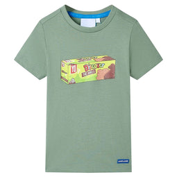 Kindershirt met korte mouwen 128 kakikleurig