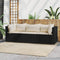 3-delige Loungeset met kussens poly rattan zwart