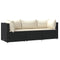 3-delige Loungeset met kussens poly rattan zwart