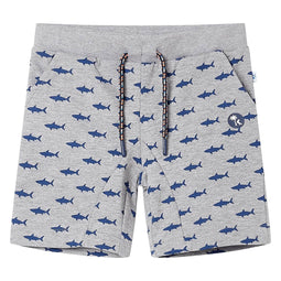Kindershorts met trekkoord 92 gemleerd lichtgrijs