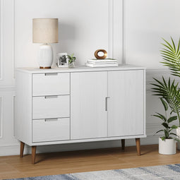 Dressoir 113x40x80 cm massief grenenhout wit
