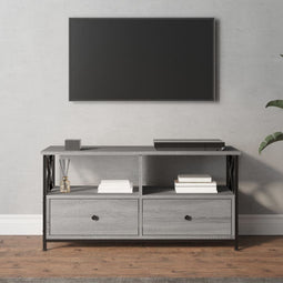 Tv-meubel 90x33x45 cm bewerkt hout grijs sonoma eikenkleurig