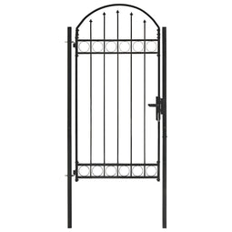 Poort met gebogen bovenkant 100x250 cm staal zwart