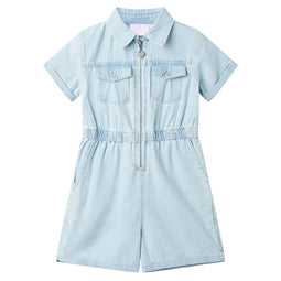 Kinderonesie met korte mouwen 92 zachtblauw