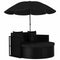 Tuinbed met parasol poly rattan zwart