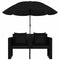 Tuinbed met parasol poly rattan zwart