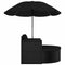 Tuinbed met parasol poly rattan zwart
