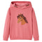 Kindertrui met capuchon met paardenontwerp 128 oudroze