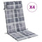 Stoelkussens 4 st hoge rug ruitpatroon oxford stof grijs