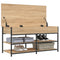 Schoenenbankje 100x42,5x50 cm bewerkt hout sonoma eikenkleurig