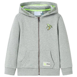 Kindervest met capuchon en rits 104 gemleerd lichtkaki