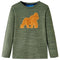 Kindershirt met lange mouwen gorilla-ontwerp 104 gemleerd kakikleurig