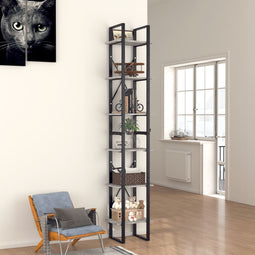 Boekenkast met 6 schappen 40x30x210 cm spaanplaat betongrijs