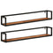 Wandschappen 2 st 110x17x17 cm massief acaciahout en ijzer