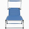 Ligbed inklapbaar met dak aluminium en textileen blauw