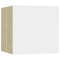 Nachtkastjes 2 st 30,5x30x30cm spaanplaat wit sonoma eikenkleur