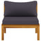 2-delig Bankstel met donkergrijze kussens massief acaciahout