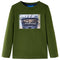 Kindershirt met lange mouwen helmprint 128 donkerkakikleurig