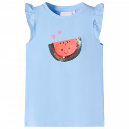 Kindershirt met ruches aan de mouwen 92 lichtblauw