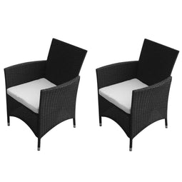 Tuinstoelen 2 stuks poly rattan zwart