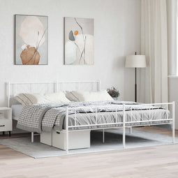 Bedframe met hoofd- en voeteneinde metaal wit 180x200 cm