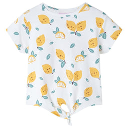 Kindershirt met knoop in de zoom 104 ecru