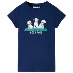Kindershirt met hondenprint 92 marineblauw