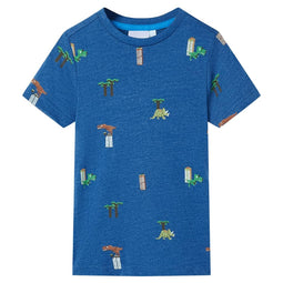 Kindershirt 92 gemleerd donkerblauw