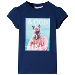 Kindershirt hond in bootprint 104 marineblauw