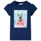 Kindershirt hond in bootprint 104 marineblauw