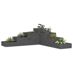 Plantenbak 4-laags 106x104,5x36 cm massief grenenhout grijs