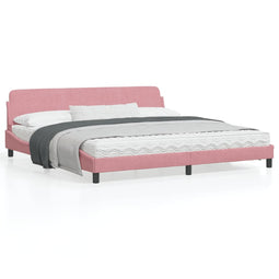 Bedframe met hoofdeinde fluweel roze 200x200 cm
