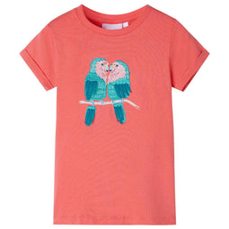 Kindershirt 116 koraalkleurig