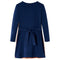 Kinderjurk met lange mouwen paardenprint 140 marineblauw