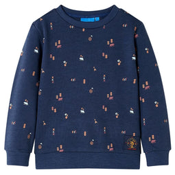 Kindertrui 116 gemleerd marineblauw