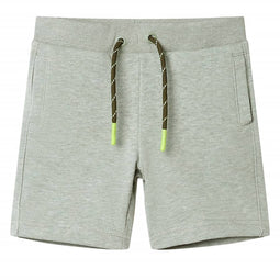 Kindershorts met trekkoord 128 gemleerd lichtkakikleurig