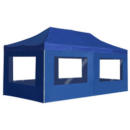 Partytent inklapbaar met wanden 6x3 m aluminium blauw