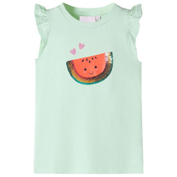 Kindershirt met ruches aan de mouwen 128 zachtgroen