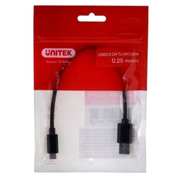 Kabel USB A naar USB C Unitek Y-C490BK Zwart 250 cm