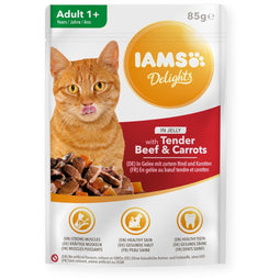 IAMS Delights Adult Beef with carrot in jelly - nat kattenvoer - 85g