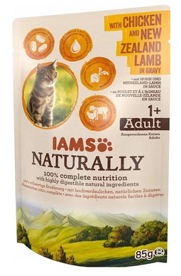 IAMS Naturally Adult with chicken and New Zealand lamb in gravy - nat kattenvoer - 85g