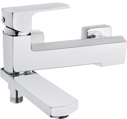 Bathtub mixer with foldable spout